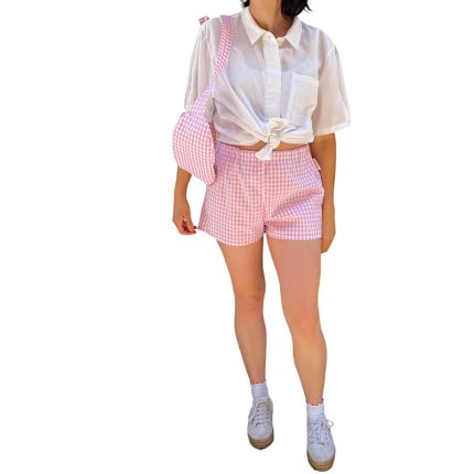 pantaloncino a quadretti variante rosa