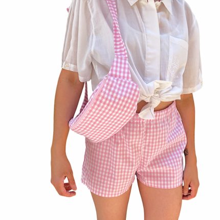 pantaloncino a quadretti variante rosa