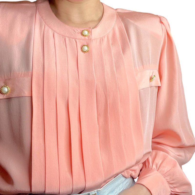 camicia in seta rosa