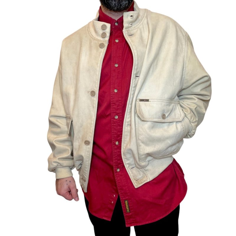 Bomber in pelle beige Think Pink