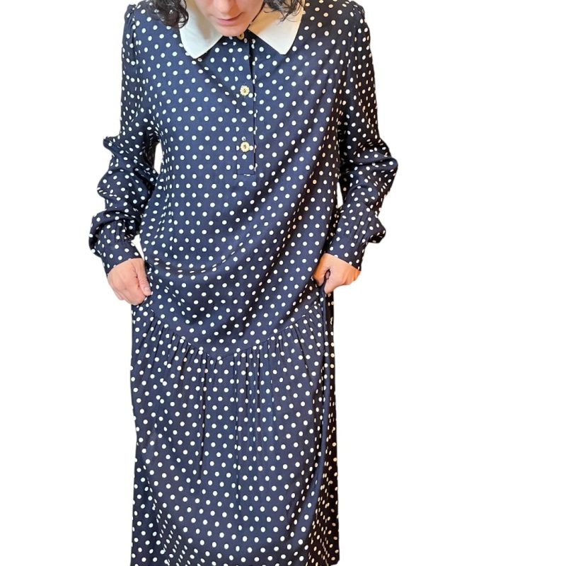 Abito blu a pois lunghissimo