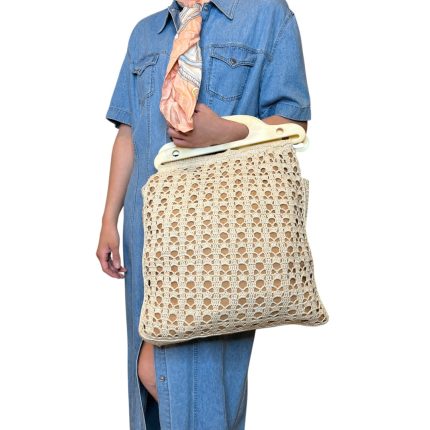 Borsa in tessuto beige