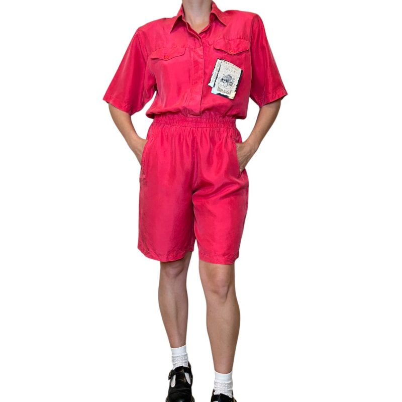 Tuta in seta fucsia