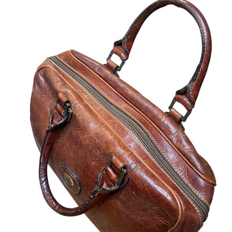 Borsa in pelle marrone con manici