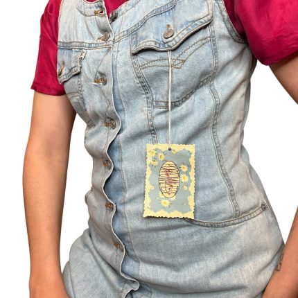 Abito smanicato in denim scollo a v