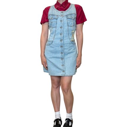 Abito smanicato in denim scollo a v