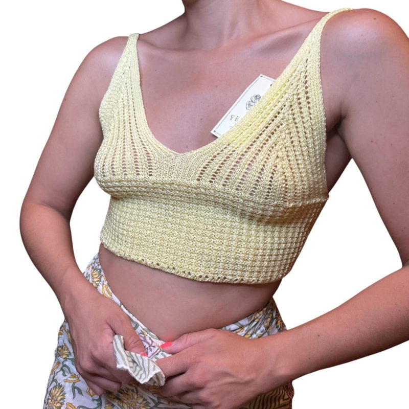 top uncinetto giallo