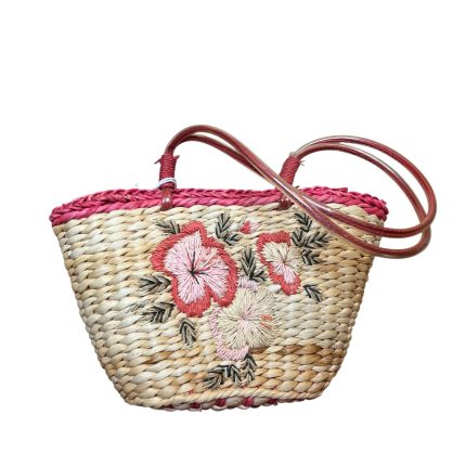 Borsa in paglia con fiori