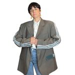 Blazer grigio-verde con inserti verdi