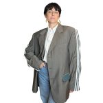 Blazer grigio-verde con inserti verdi