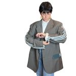 Blazer grigio-verde con inserti verdi
