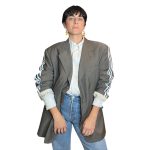 Blazer grigio-verde con inserti verdi