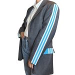 Blazer grigio con inserti azzurri