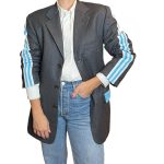 Blazer grigio con inserti azzurri