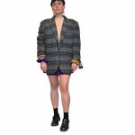 Blazer a quadri viola e verde Mash