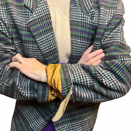 Blazer a quadri viola e verde Mash