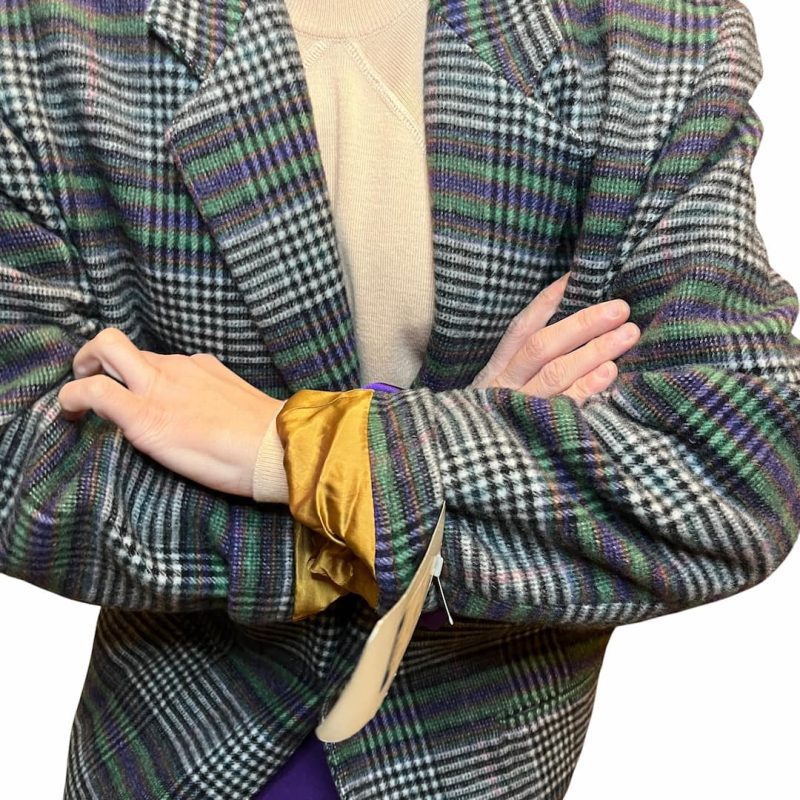 Blazer a quadri viola e verde Mash