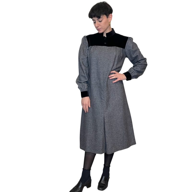 Abito vintage - 100% lana - grigio e nero