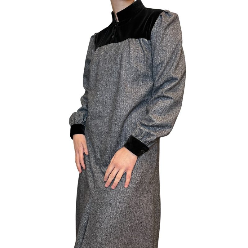 Abito vintage - 100% lana - grigio e nero