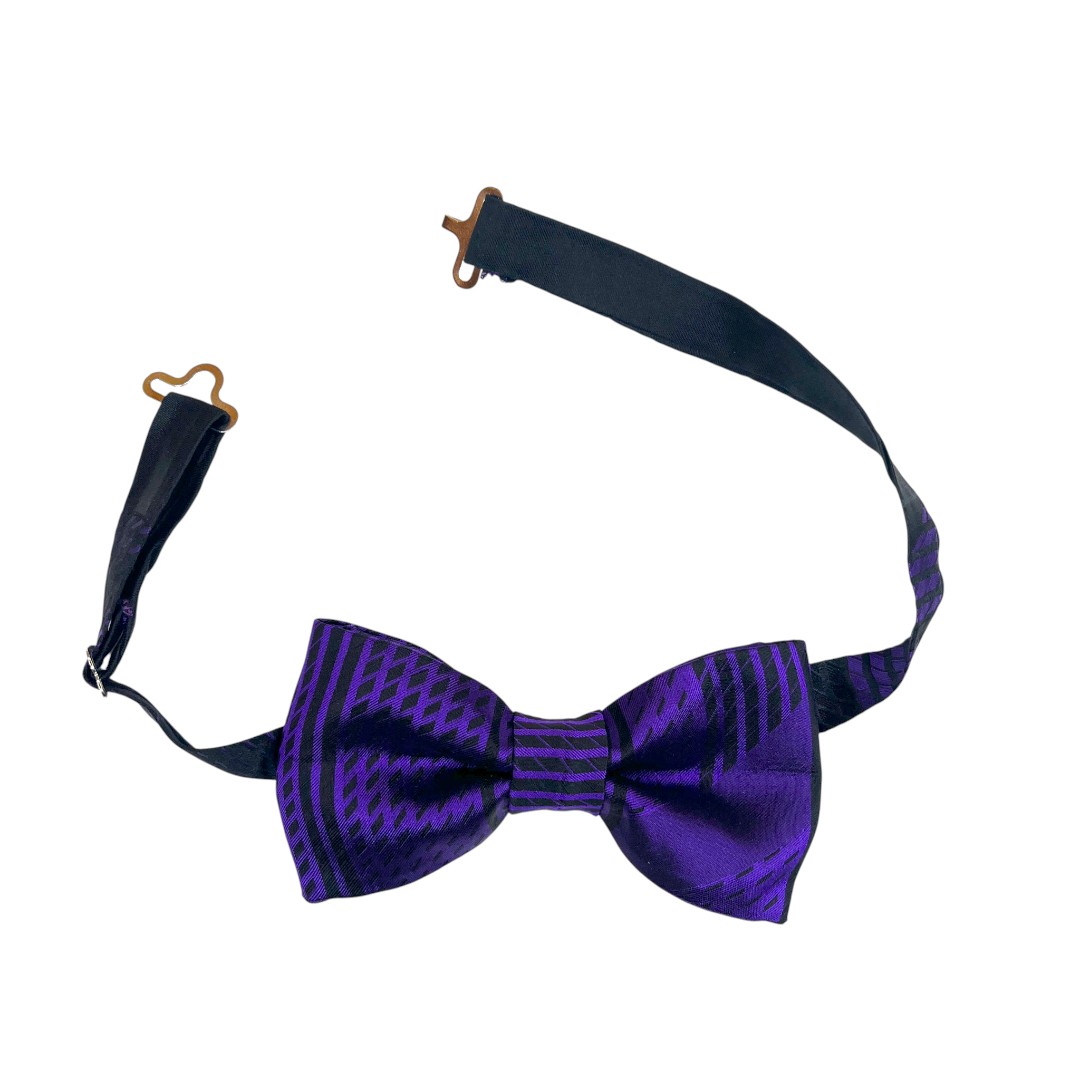 IMG_9416 Vintage Groove Handmade - Papillon viola e nero - 100% seta