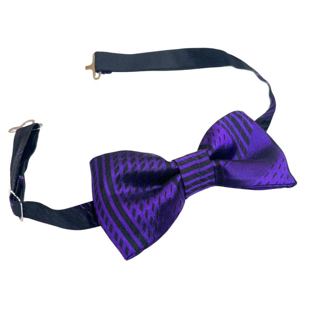 IMG_9417 Vintage Groove Handmade - Papillon viola e nero - 100% seta