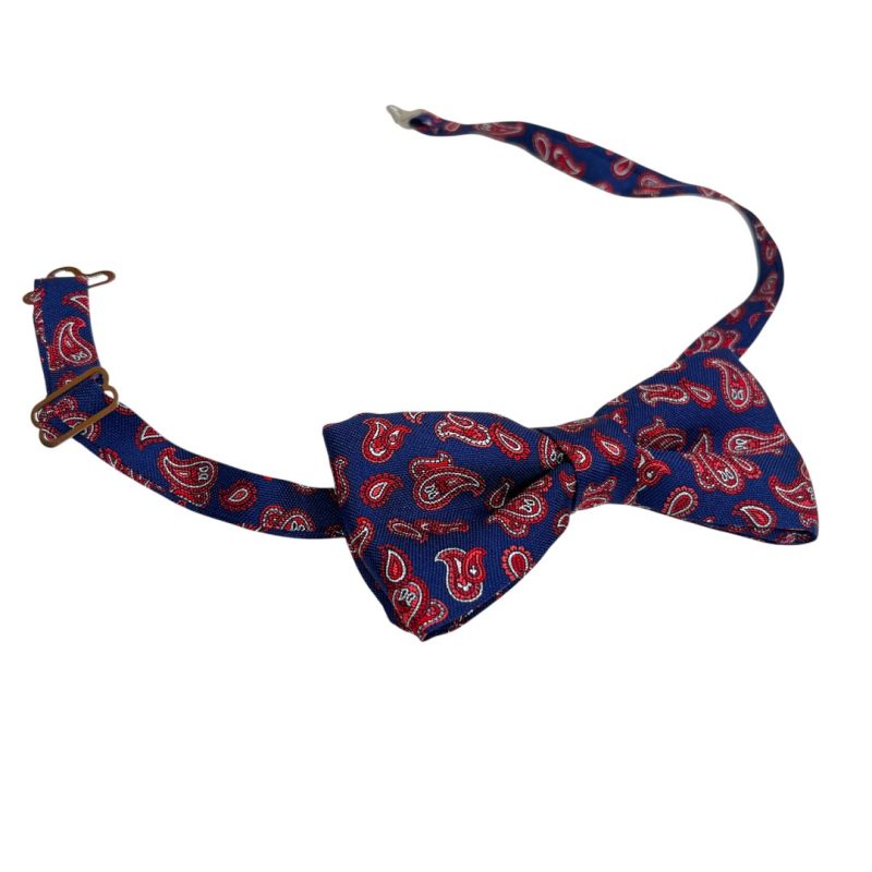 Vintage Groove Handmade - Papillon blu e rosso - 100% seta