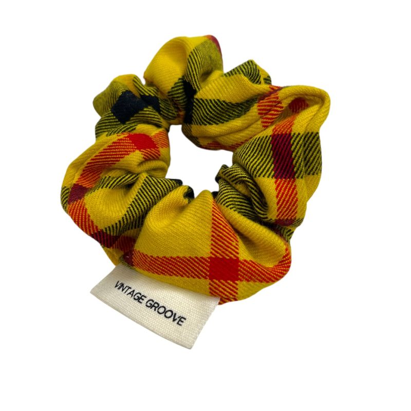 Vintage Groove Handmade - Scrunchie tartan giallo