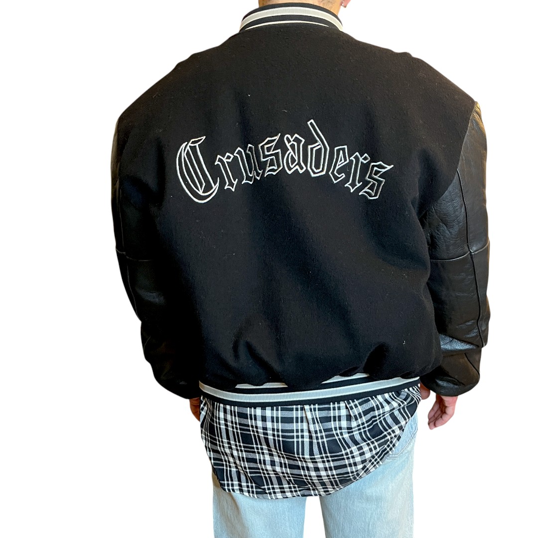 bomber in pelle nero con pelle nera (6) Bomber vintage nero