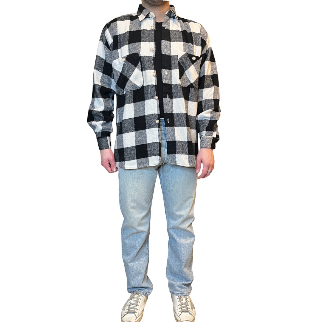 camicia flanella quadri bianco e nero (3) Bomber vintage bianco e nero