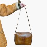 Borsa vintage - vera pelle marrone - effetto pitonato