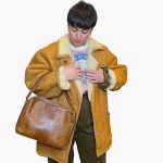 Borsa vintage - vera pelle marrone - effetto pitonato