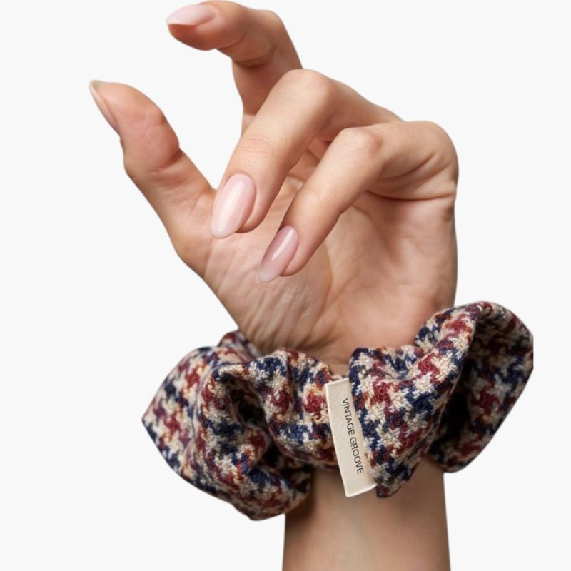 Vintage Groove Handmade - Scrunchie rosso e blu - 100% lana