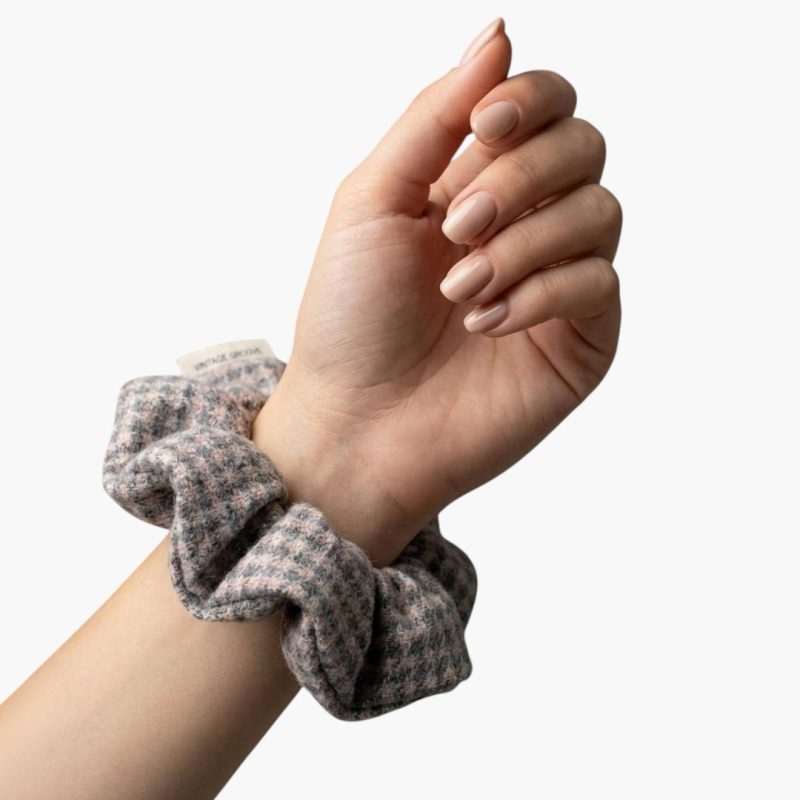 Vintage Groove Handmade - Scrunchie rosa e grigio - 100% lana