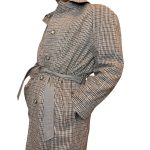 Trench double face - lana e cotone - fango