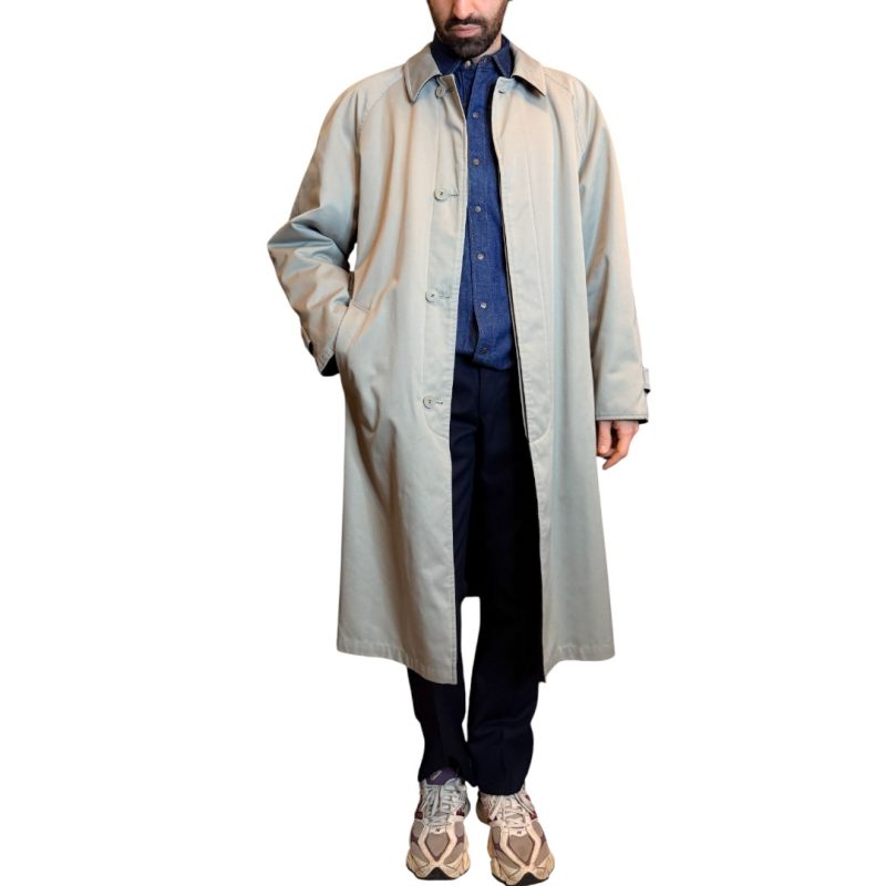 Trench double face - lana e cotone - grigio e blu