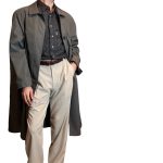 Trench double face - lana e cotone - grigio scuro