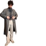 Trench double face - lana e cotone - grigio scuro