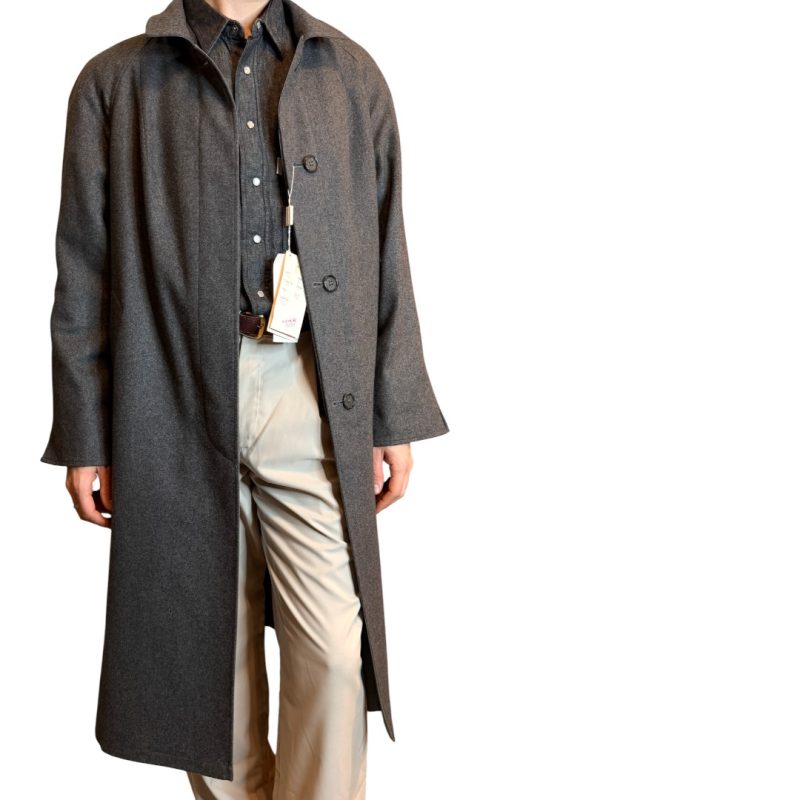 Trench double face - lana e cotone - grigio scuro