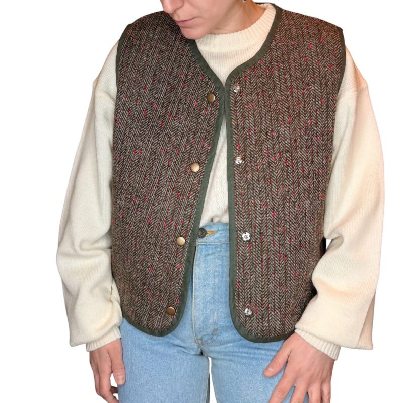 Vintage Groove Sartoriale - Gilet double face - verde scuro - lungo