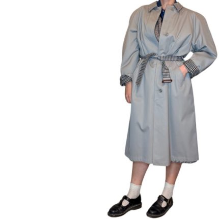 Trench double face - misto cotone - grigio e blu