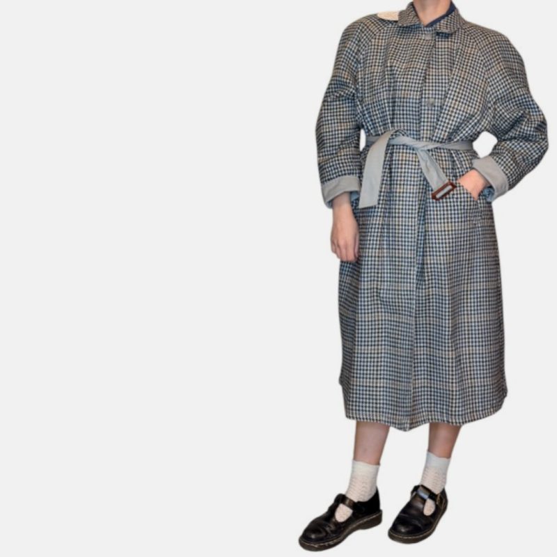 Trench double face - misto cotone - grigio e blu