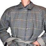 Trench double face - misto cotone - grigio e blu