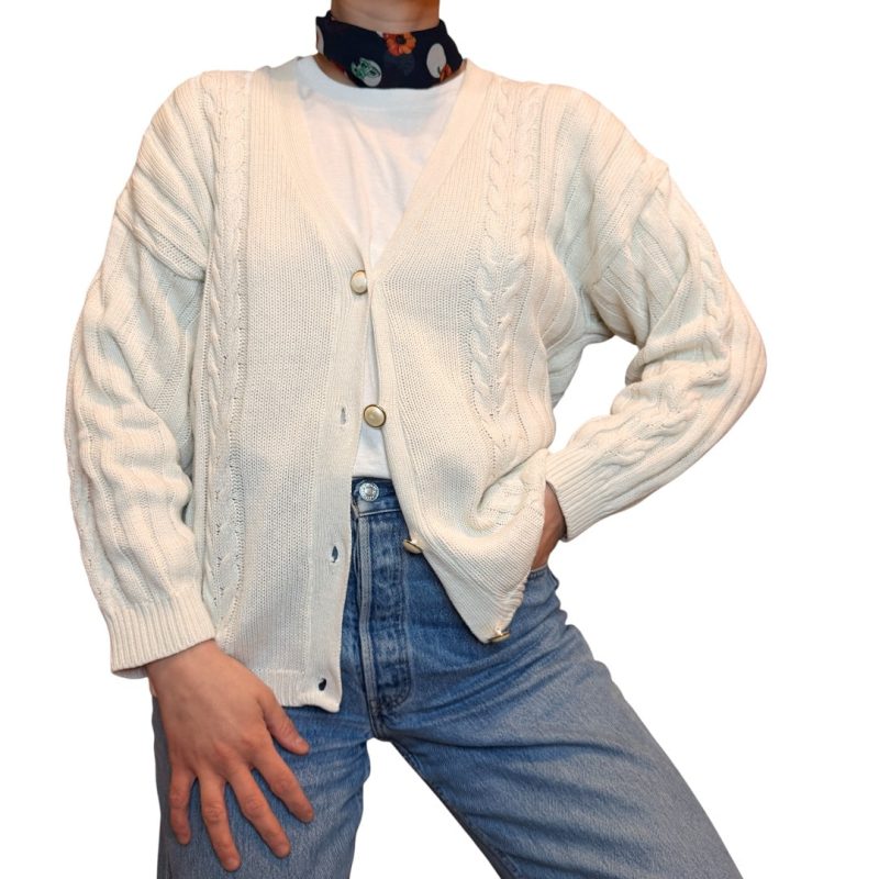 Cardigan intrecciato bianco