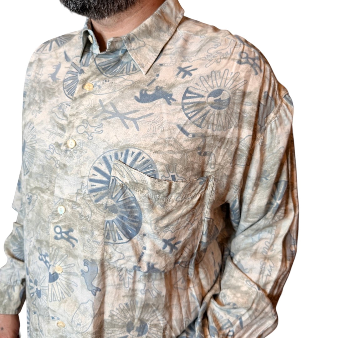 Camicia vintage fantasia - bianco e blu