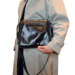 Borsa vintage - vera pelle blu scuro