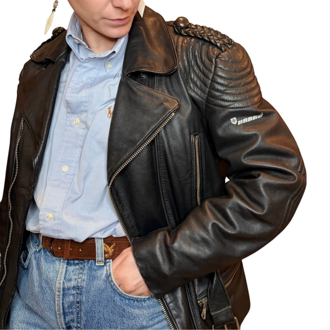 Chiodo in vera pelle nero - con cintura