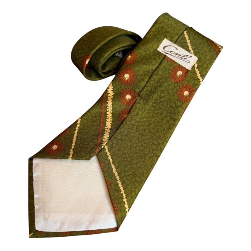Cravatta vintage - verde con margherite