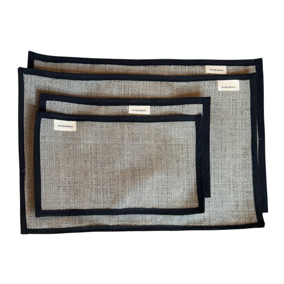 tovaglietta grigia e nera (5) Vintage Groove Handmade - set tovaglietta e tovagliolo - nero