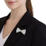 Spilla vintage - fiocco brillantini argento