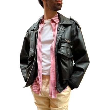 Sckott - bomber in vera pelle nero